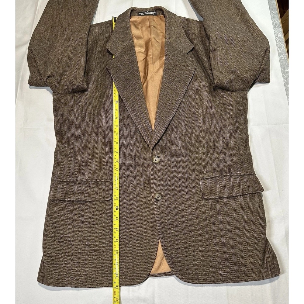 Van Jullen Brown CAMEL HAIR HERRINGBONE Sport Coat Blazer Jacket 40R Vintage - Picture 5 of 13